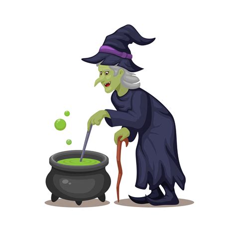 Halloween witch rocking her cauldron